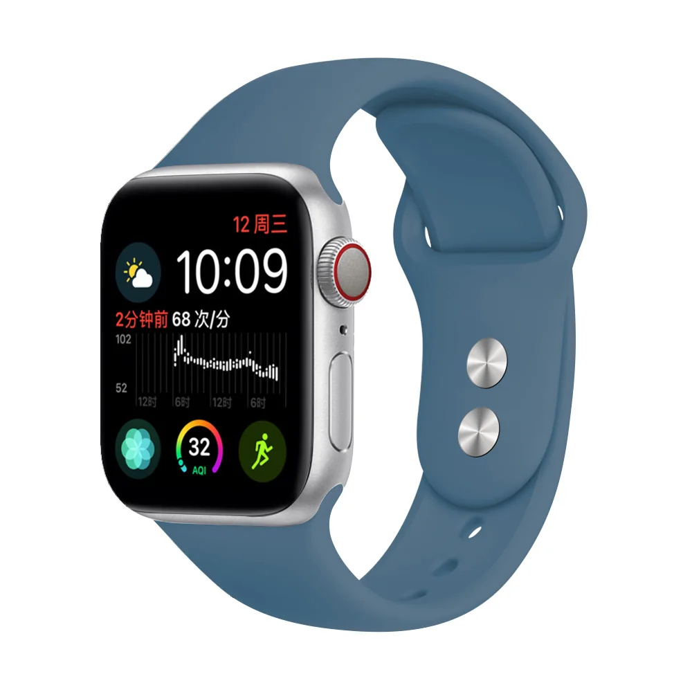 Denim Blue Силиконовый ремешок для Apple Watch 38 мм 42 мм iwatch 5 ремешок 44 мм 40 мм спортивный браслет резиновый ремешок для iwatch 4 3 2 1 - Цвет ремешка: Denim Blue