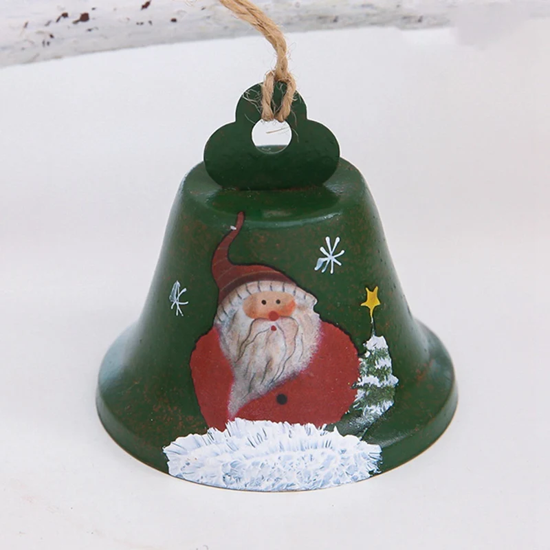 1 Pcs Christmas Bells Wrought Iron Painted Bells Hanging Decorated Christmas Tree Bell Pendant Jingle Party Xmas Ornaments