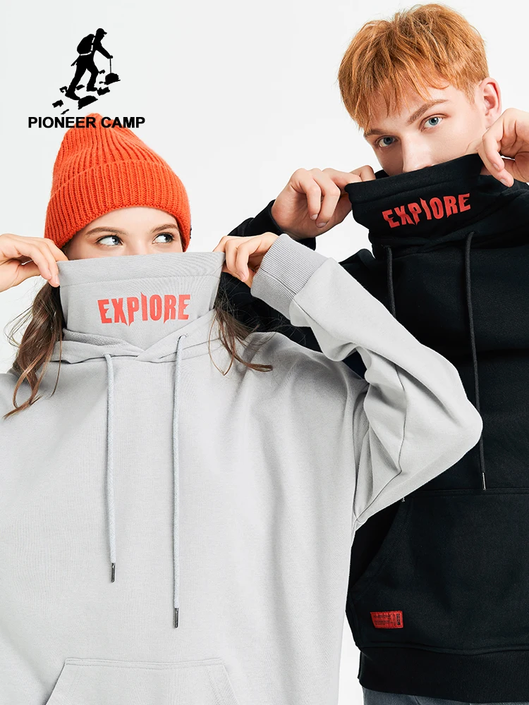 Pioneer Camp новые молодежные мужские толстовки водолазка с капюшоном черный пуловер подруги бойфренд оверсайз Женская толстовка AWY908165