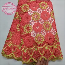 Африканская сухая кружевная ткань, высокое качество, хлопок, кружево, горячая Распродажа, швейцарская вуаль, кружевная ткань из Дубая, африканская ткань, 5 ярдов