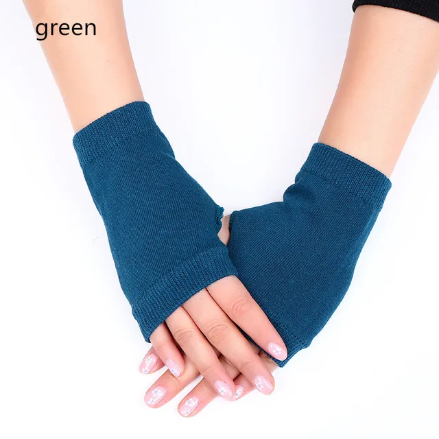Sailor dance gloves Rivet wool gloves spring and autumn black half-finger gloves show gloves green
