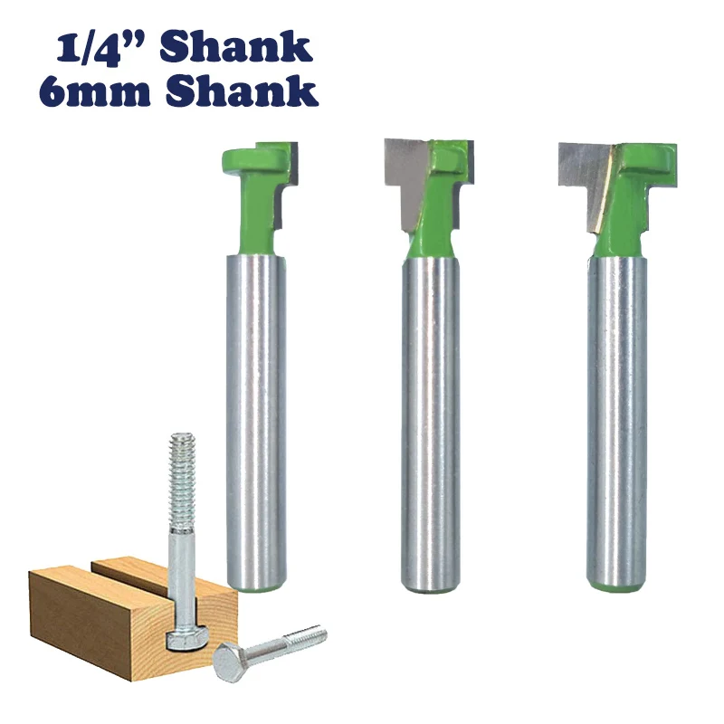

1PC 1/4" 6.35MM 6MM Shank Milling Cutter Wood Carving T-Slot Cutter Router Bit Set Hex Bolt Key Hole Bits Woodworking Milling