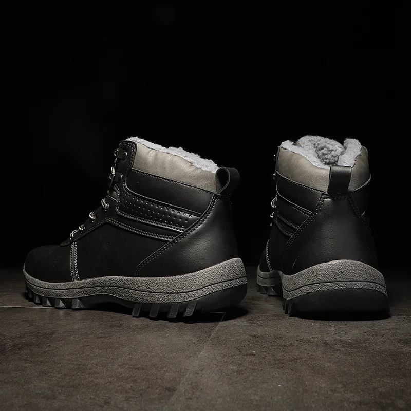 Ankle boots men black large size 11 winter boots men shoes warm fur snow boots men wear-resistant adult male tennis
