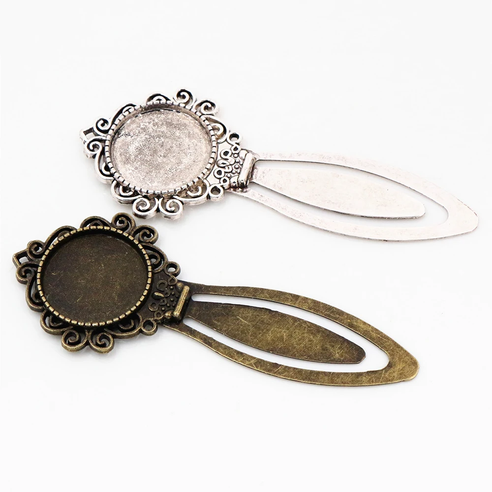 

New Fashion 2pcs 20mm Inner Size Antique Silver Plated Antique Bronze Simple Handmade Bookmark Cabochon Base Cameo Setting