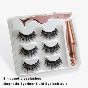 

3 Pairs Magnetic Eyelashes Natural Long Magnetic Eyeliner & Magnetic False Eyelashes & Tweezer Set Make Up Set Eyelash Extension