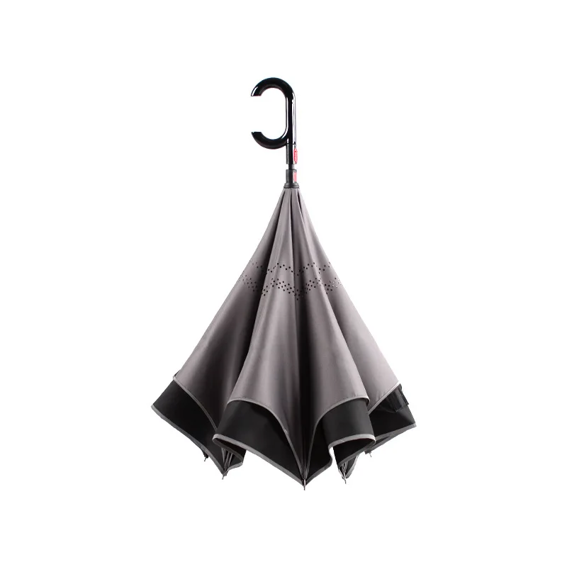 

Factory Direct Selling Creative Double Layer Reflective Edge Reverse Umbrella Hands-Free Handle Automatic Closing Reverse Rib Um