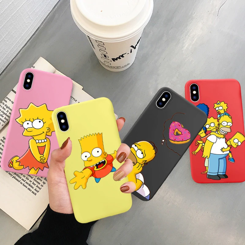 

Jamular Funny Homer Bart Simpson Coque Cartoon Phone case for iPhone 6 6s 7 8 Plus 11 XR X XS Max TPU Silicone Cover Accessories