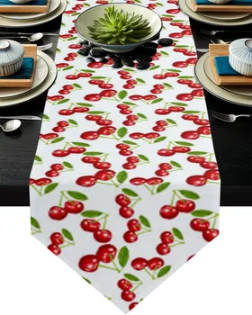 

Fruit Cherry Texture Table Runner Wedding Table Decoration Flower Cake Tablecloth Dining Table Decoration for Banquet