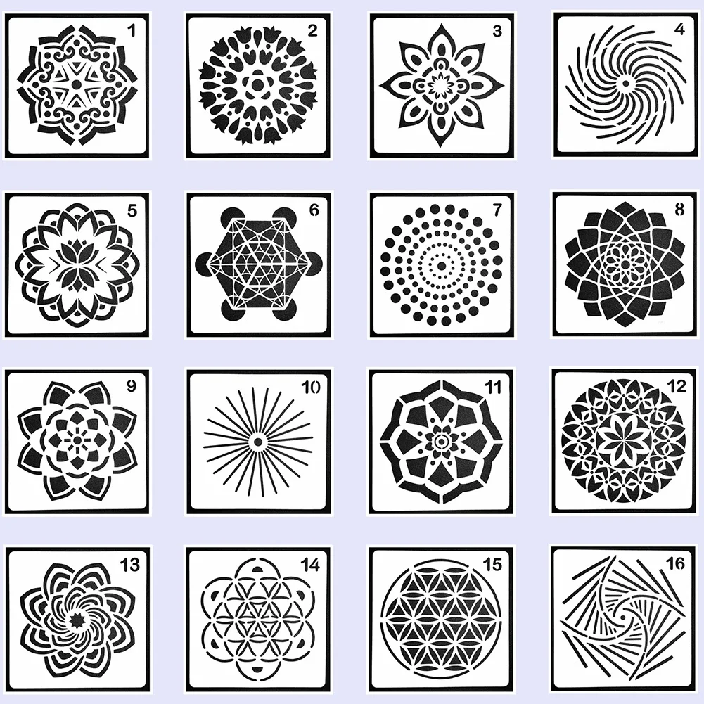 

16style Mandala Geometry DIY Layering Stencils Painting Scrapbook Coloring Embossing Album Decorative Template