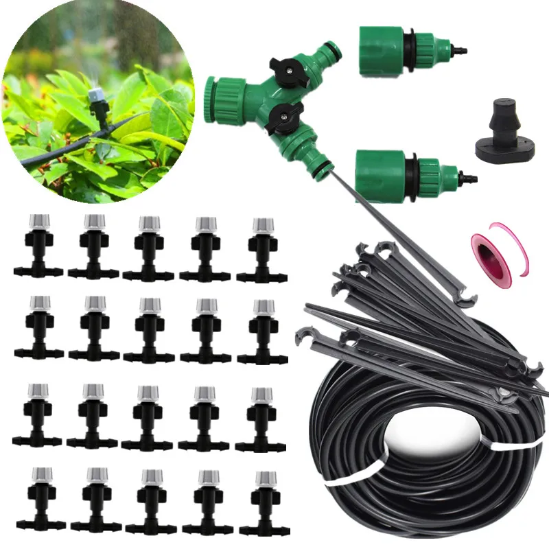 20/30/40/50m Grey Misting Sprinkler Set Plant Self Automatic Nozzles