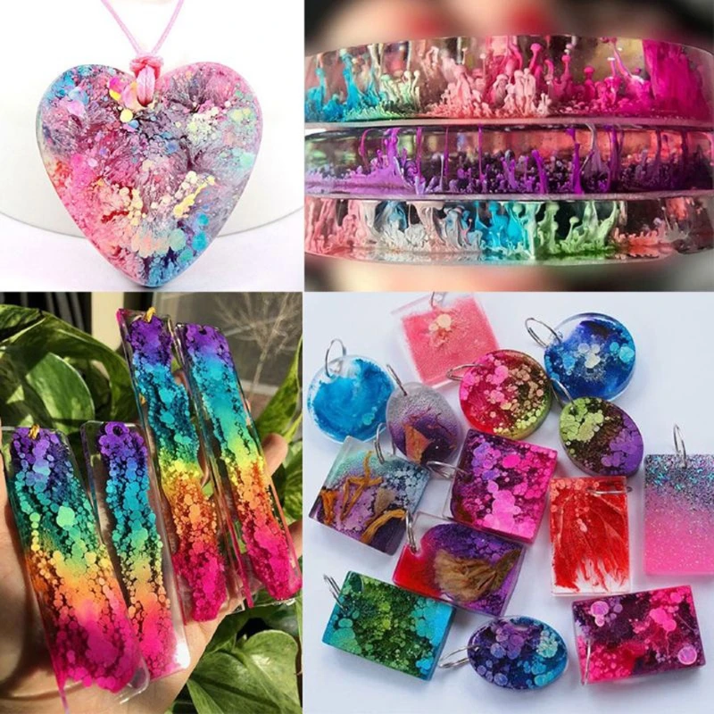 Epoxy Resin Pigment 48 Bottles High Concentrated Alcohol-Based Inks Epoxy Resin Pigment Translucent Crystals Liquid Resin Pigment Kit