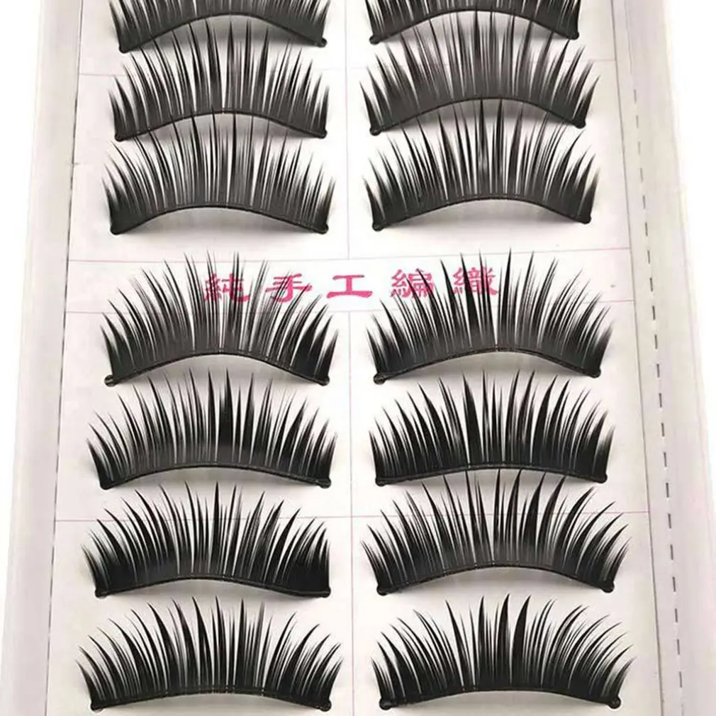 

Stage Performance Exquisite Design Rayon Material Thick Section Plastic Cotton Stalk Eyelashes 10 Pairs