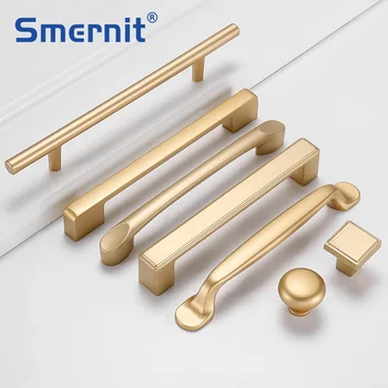 

Matt Gold Door Knobs and Handles for Furniture Cabinets and Drawers Aluminium Alloy Modern Kitchen Cupboard Handles Pulls