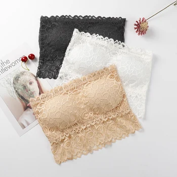 

Sexy Women Strapless Summer Bra Underwear Wrapped Chest Female Padded Lace Tube Top x