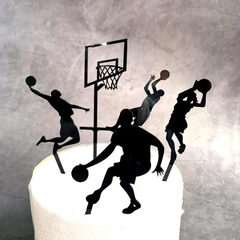 

1set Creative Theme Basketball Acrylic Cake Topper Novelty Slam Dunk Cupcake Topper For Birthday Sports Party Cake Decor gift