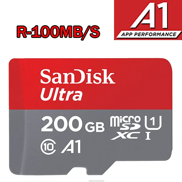 200GB R100MBs A1 Двойной Флеш-накопитель SanDisk micro sd 128 Гб 64 ГБ 32 ГБ оперативной памяти, 16 Гб встроенной памяти, 98 МБ/с. TF usb флэш-карта памяти, мicro sd 8 ГБ/48 МБ/с. class10 продукт - Емкость: 200GB R100MBs A1