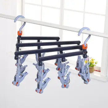 

Windproof Foldable Quickly Remove Laundry Clothes Drying Rack Drip Hanger Hook with 14 Roller Clips for Underwear Sock Glove Bra
