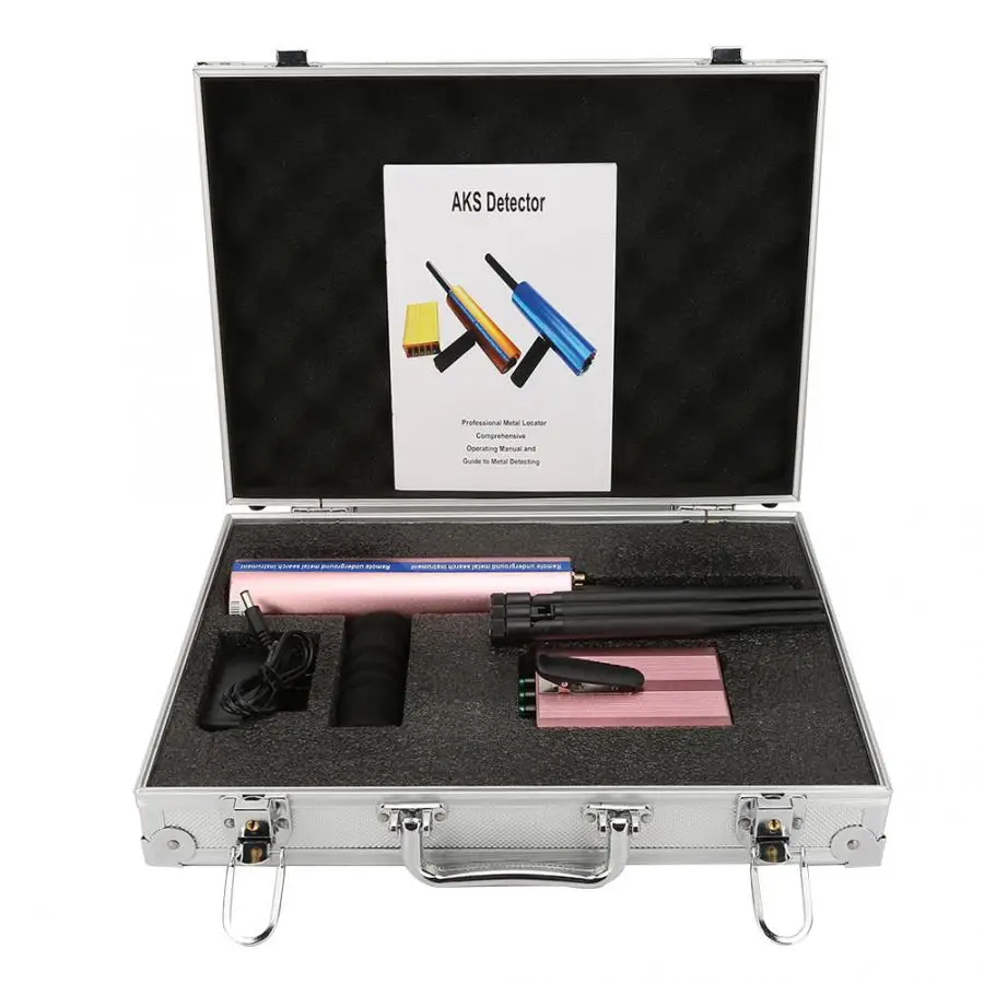 

US Plug 100-240V Rose Gold 3 Antenna Metal Detector Gold Locating Finder Tool Set