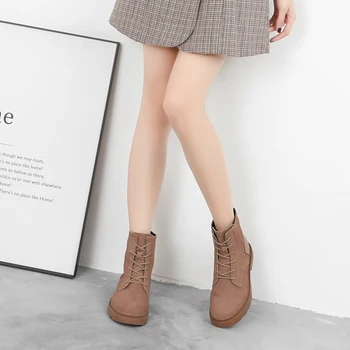 

Malemonkey 942699 Women Boots Winter Ankle Boots Fashion Womens Flats Suede Comfortable Booties Lace Up Winter Boots Women