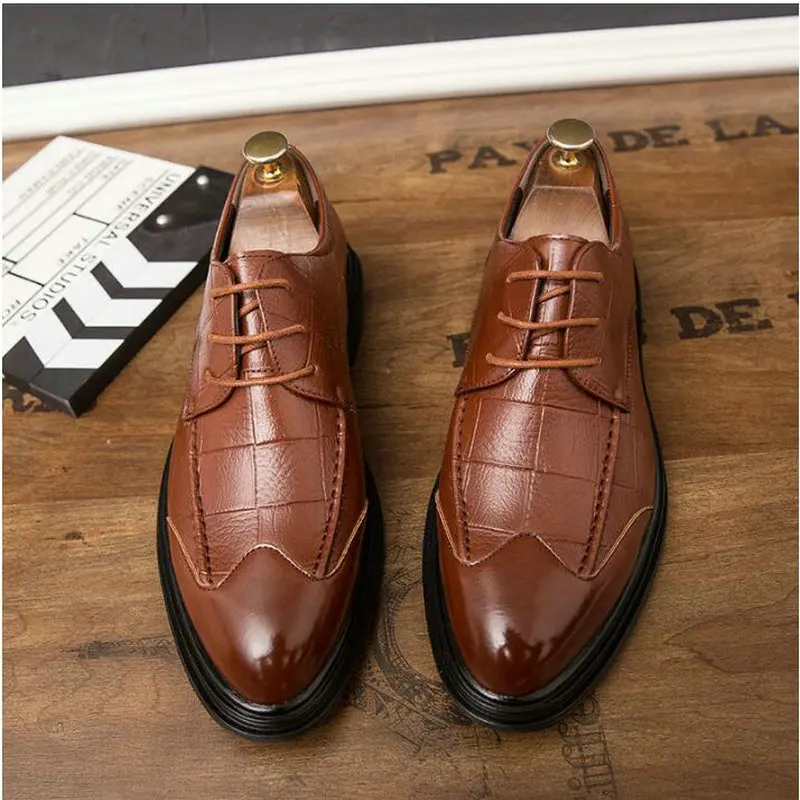 

High Quality Soft Casual Breathable Men's Formal Dress Flats Shoes New Spring Fashion Men Oxford Business Leather Shoes A51-85