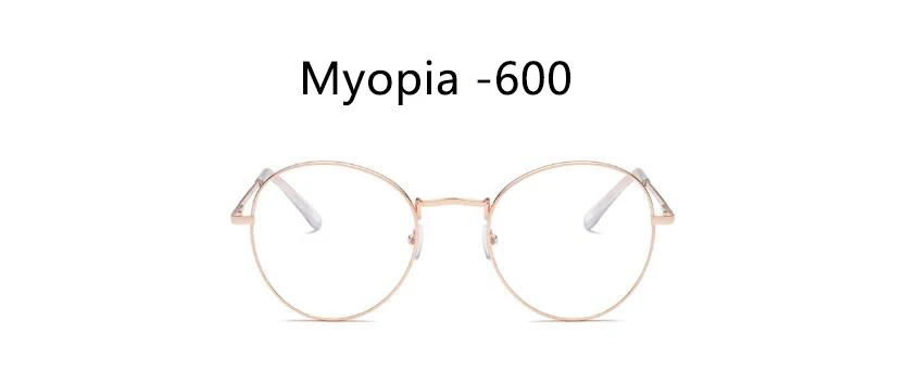 Gold 600 Готовые Очки для близорукости, женские и мужские, синий светильник, блокирующие прозрачные круглые очки, металлическая оправа для очков, ретро очки для компьютера - Цвет оправы: Gold 600
