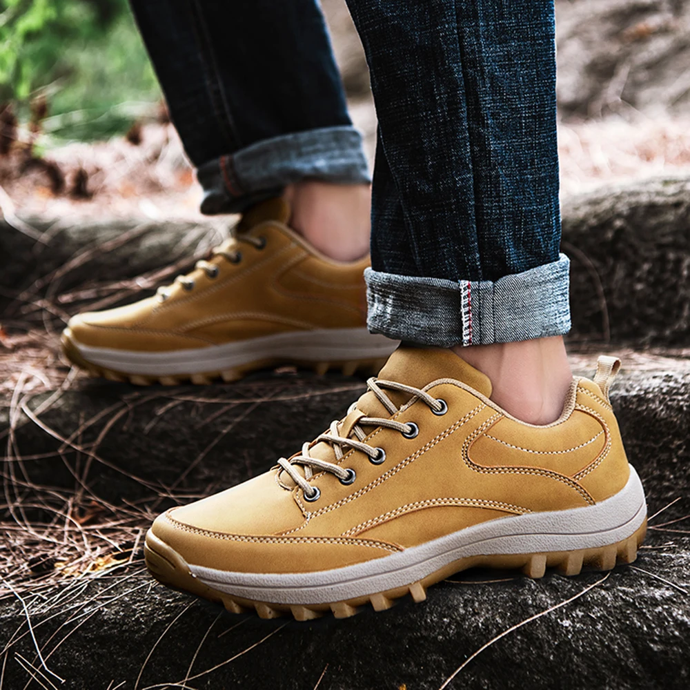 Leather Security Boots Big Size Man Caterpillar Boots Casual Autumn Shoes Platforms Male Climbing Footwear Low Top Flats