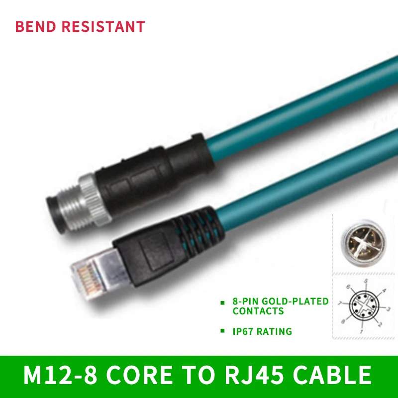 8Pin M12 к RJ45 соединительный кабель IP67 24 AWG Промышленный Ethernet-провод типа X для Cognex