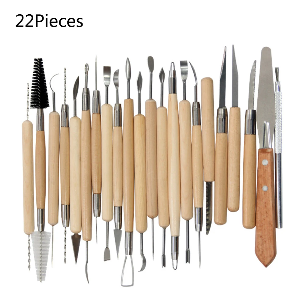 

22Pcs Wooden DIY Art Clay Pottery Tool Set Handmade Clay Sculpting Tools Set Clay Sculpting Kit Sculpt Wax Carving Ceramic Tools