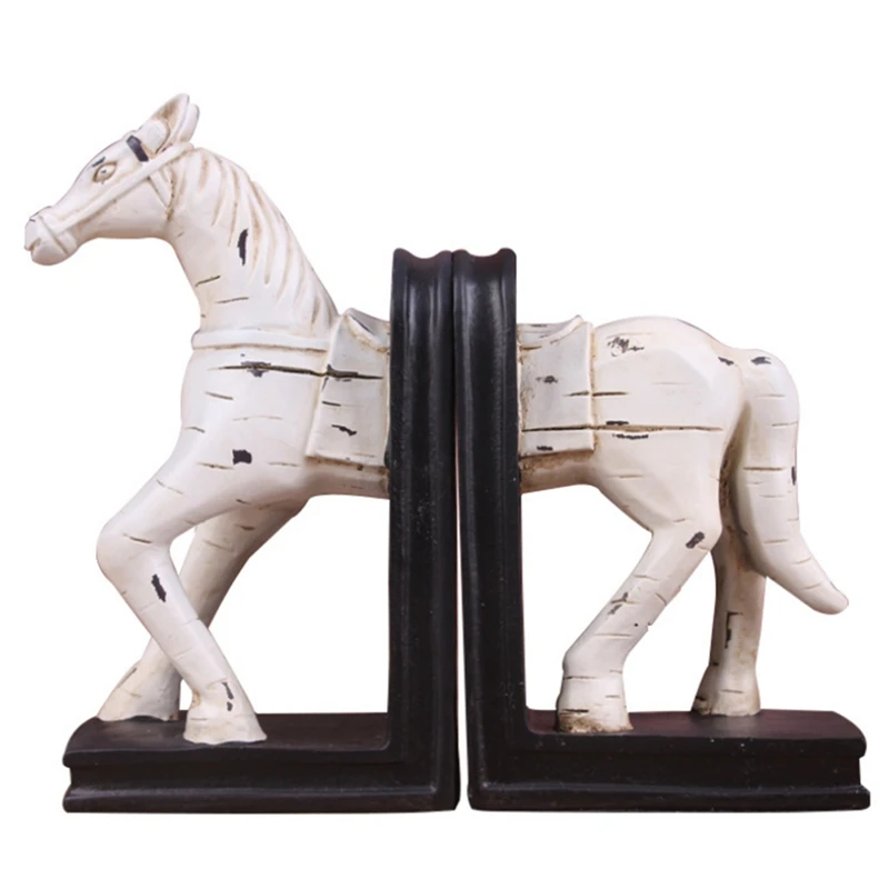 

Retro Bookshelf Bookends Office Decorations Ornaments Resin Horse Sculpture Document Bookshelf