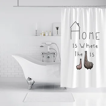 

Cute White Letter Alphabet Printed Shower Curtains Thiken Bathroom Bathtub Screen Toliet Partition Simple Waterproof Curtain