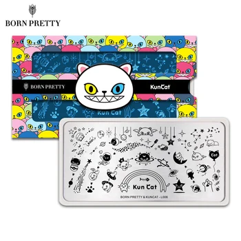 

BORN PRETTY&KunCat Signed Jointly Stamping Plate Rectangle Lovely-Cat Star Trek Pattern Nail Art Image Stamp Template DIY Tools