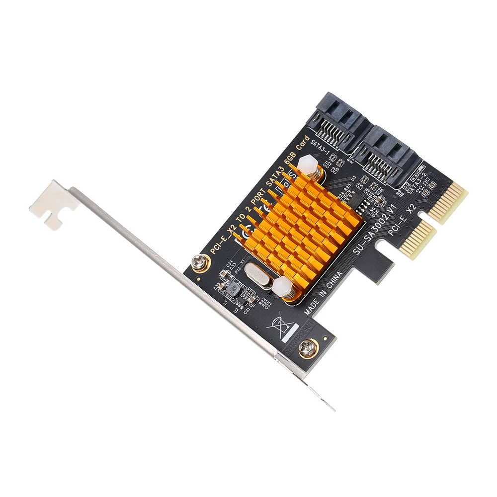 PCI-E X2 на 2 порта SATA3 6 Гбит/с Карта Экспресс-карточка SSD Tiering контроллер адаптер с драйверами CD для больших и маленьких ПК чехол