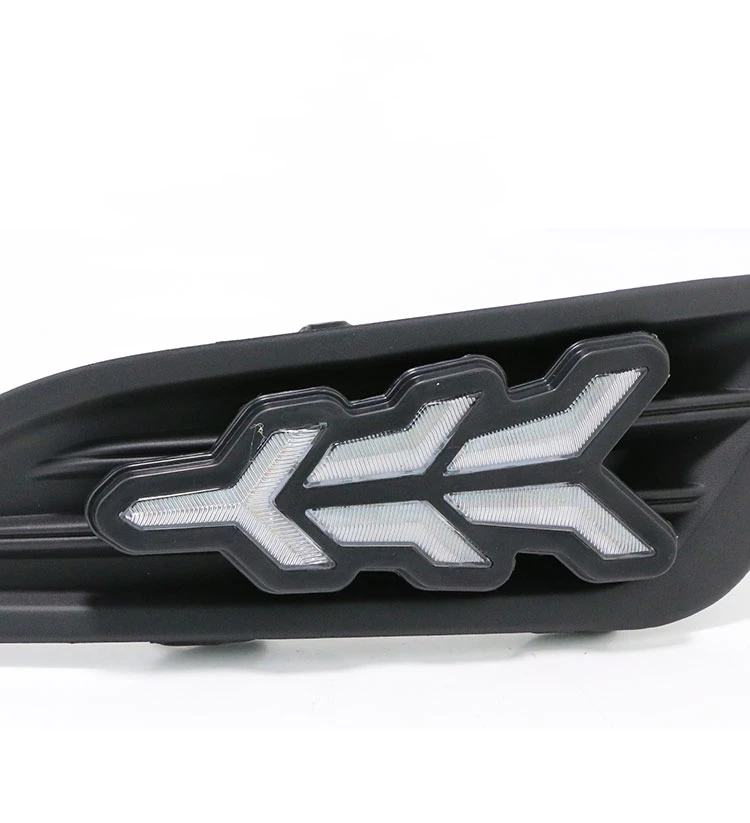 Qirun led drl дневные ходовые огни для Ford Fiesta 2013- с динамическим движущимся желтым поворотным сигналом и синим ночным светом
