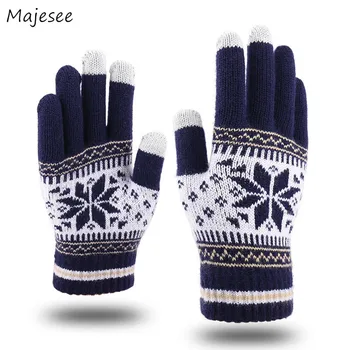 

Winter Gloves Men Knit Snowflake Cold-proof Warm Comfortable Mens Mittens High Quality Touch Screen Daily Chic All Match Thicker