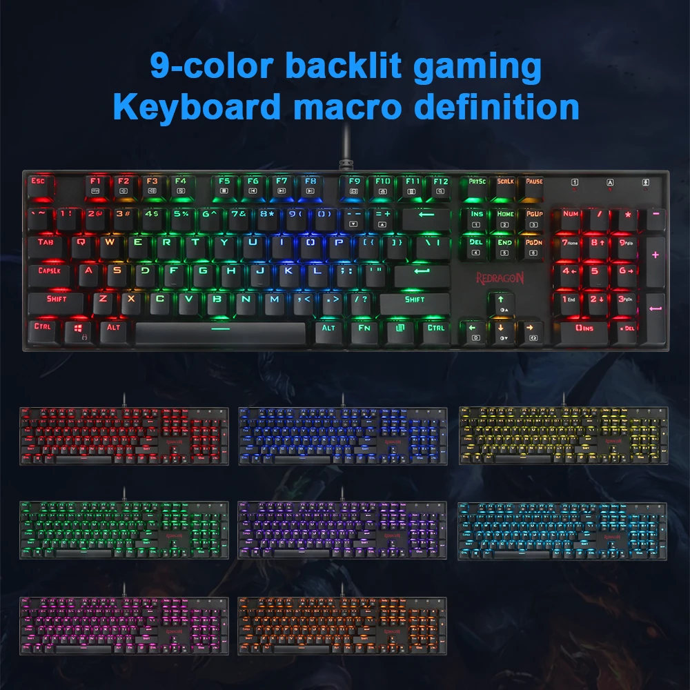 Механическая игровая клавиатура Redragon K551 RGB USB синий переключатель DIY 104 клавиша с