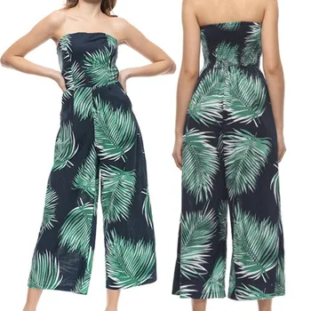 

Summer plus size Women Sleeveless Striped Jumpsuit Print Strappy Holiday Long Playsuits Trouser Trousers Overalls for Women 2020