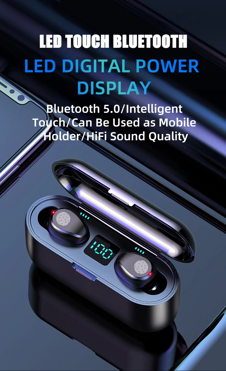 Наушники вкладыши TWS с F9 Беспроводной 5 0 Bluetooth Hi Fi мини наушники для занятий