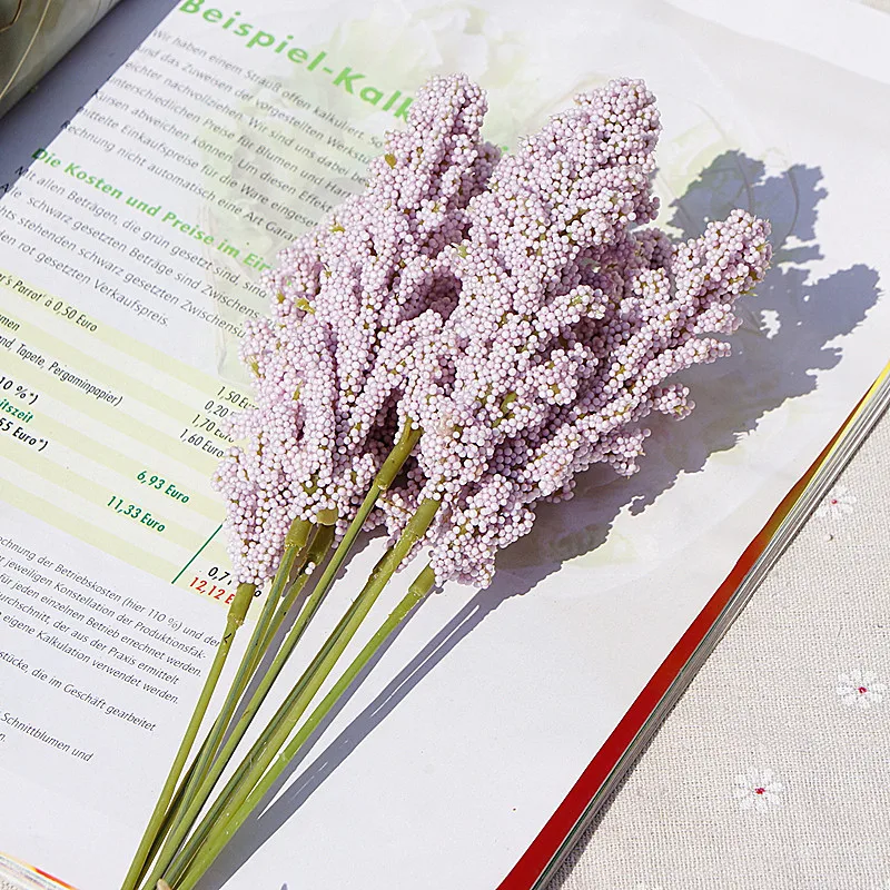 Artificial Flower 6 Pieces PE Lavender Wall Decoration Bouquet Material Manual Diy Vases for Home