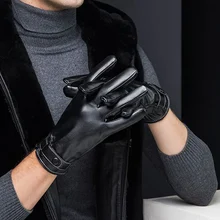 Водонепроницаемые кожаные противоскользящие ветрозащитные теплые локомотивные перчатки дышащие зимние мужские и женские черные коричневые перчатки