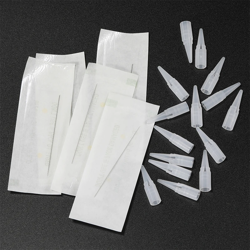 500Pcs 1RL 3RL 0.35*50mm Permanent Makeup Needle Caps Needle Tip Eyebrow Lip Tattoo Needle Caps Nozzle For PMU Machine Supplies