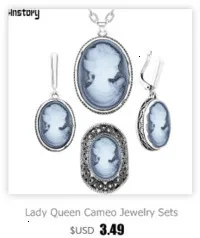 Lady Queen Cameo Jewelry Sets Vintage Necklace Earrings Ring For Women Flower Pendant Fashion Party Fashion Jewelry