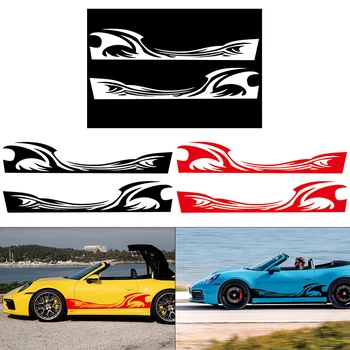 

2pcs/pair 210 x 39CM PVC 3 Colors Fire Totem Pattern Creative Refit Car Racing Side Body Sticker