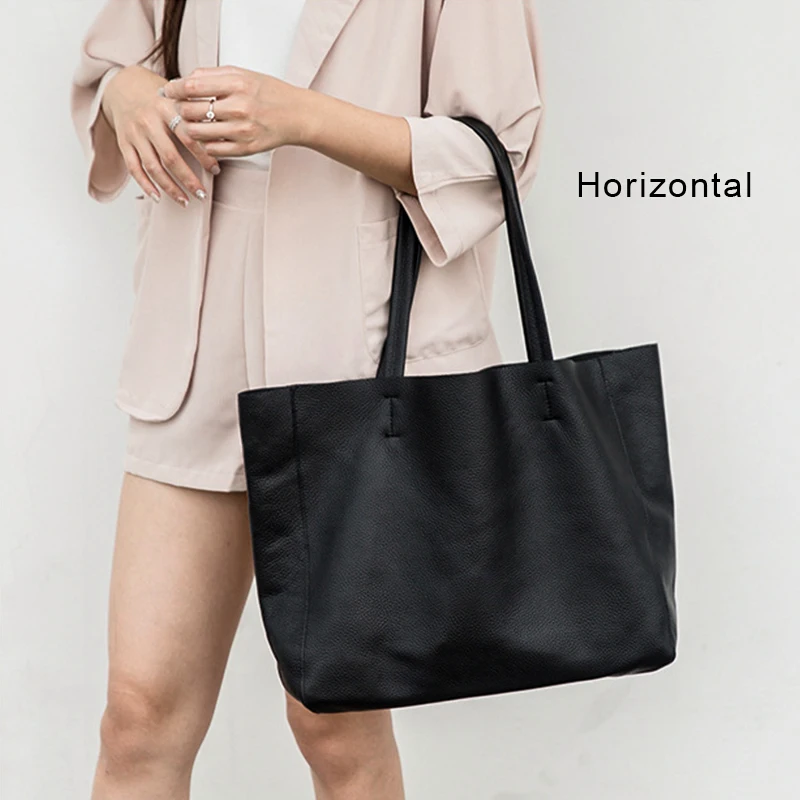 

Luufan Ladies' casual shoulder handbag genuine leather tote bag with simple large capacity soft leather satchel bag