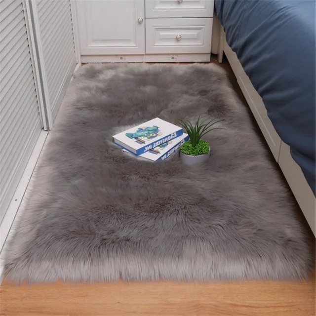 Bedroom Carpet Soft Fluffy Sheepskin Fur Area Rugs Nordic Red Center Living Room Carpet Bedroom Floor