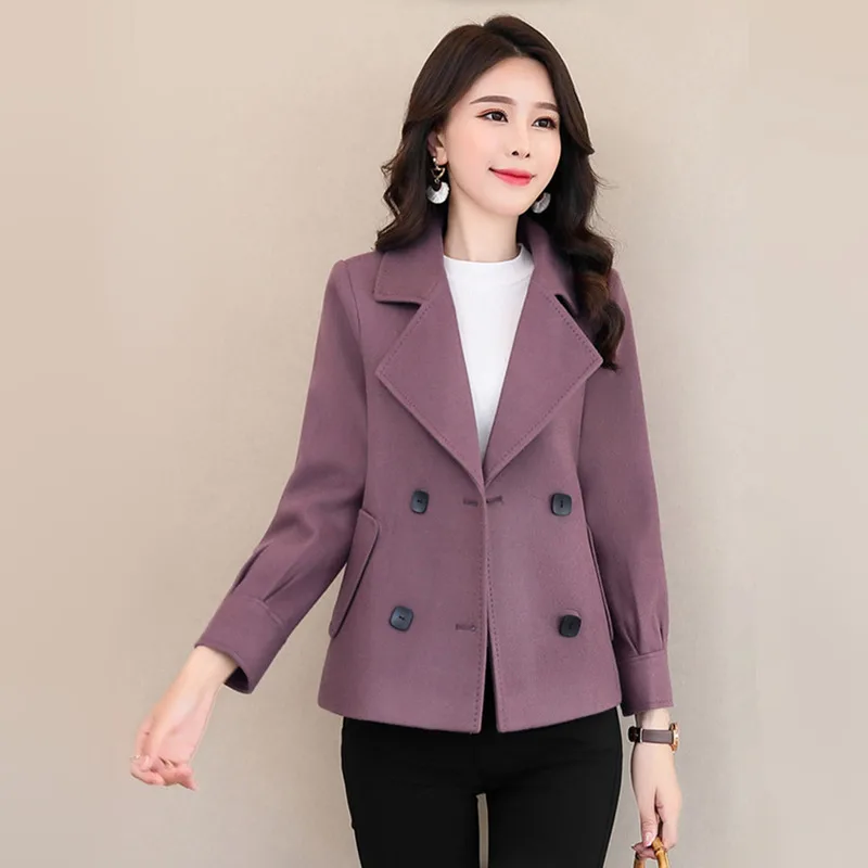 

Women Wool Blends Jacket Autumn Winter 2019 New Fashion All-match Short Style Woolen Coat Slim Tops Overcoat Female Outerwear