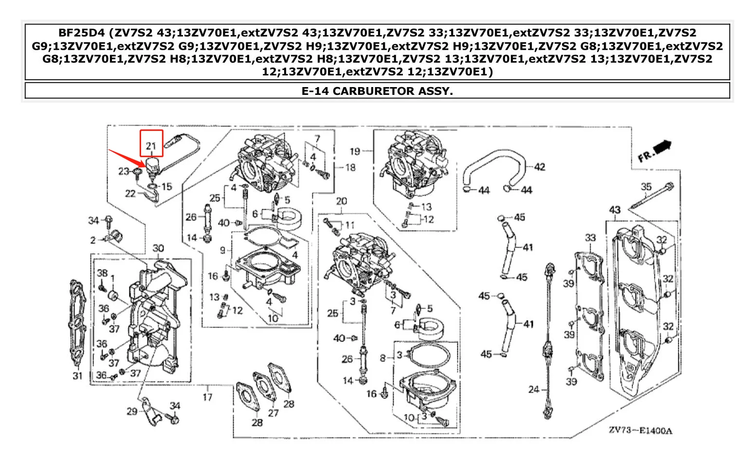 16130ZW2F01 BYSTARTER ASSY For Honda Outboard Engine 4T BF25D BF30D