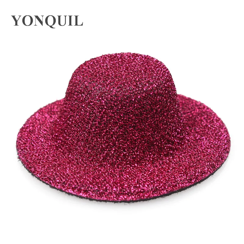 hot pink Детские вечерние мини-шляпы 10 см размер blingbling Винтаж мальчик девочка праздник для DIY аксессуары для волос 24 шт./партия - Цвет: hot pink