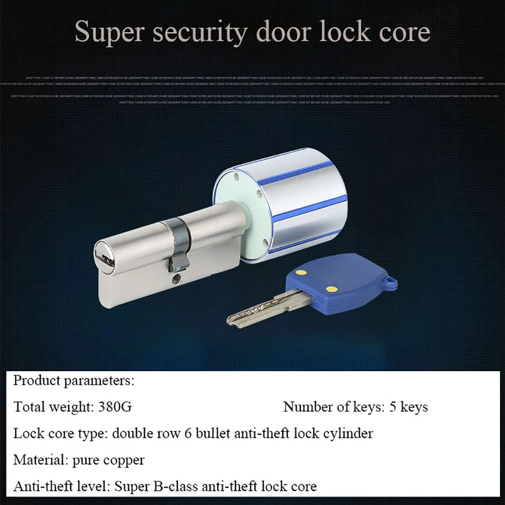 Интеллектуальная Практичная защита от кражи сердцевина дверного замка 128 бит шифрование с ключом