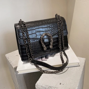 

2020 Fashion Brand Women Bag Alligator PU Leather Messenger Bag Designer Chain Shoulder Crossbody Bag Women Handbag