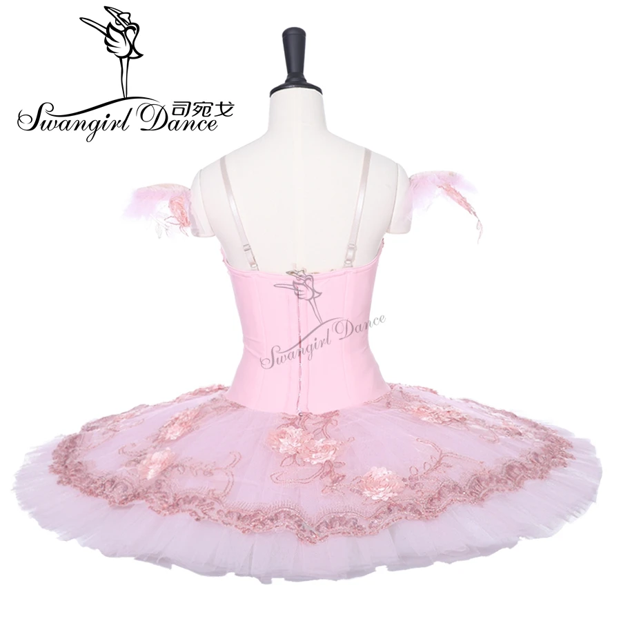 Розовая балетная пачка с милыми цветами, профессиональные Балетные костюмы, классическая балетная пачка для девочек, пачка BT9096